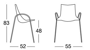 chaise-zebra-bicolore-scab-avec-accoudoirs-dimensions