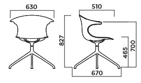 Sedia Loop Mono 4 Star Aluminium Base Infiniti Design misure