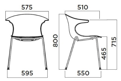 Silla Loop Mono 4 Legs Infiniti Design medidas