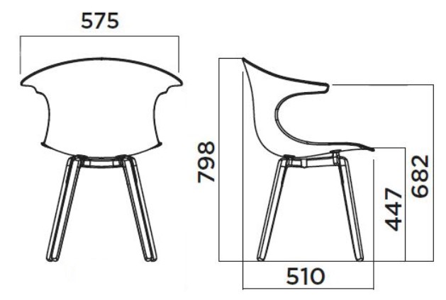 Sedia Loop Mono Wooden Legs Infiniti Design misure