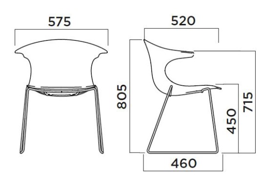 Sedia Loop Mono Sled Infiniti Design misure