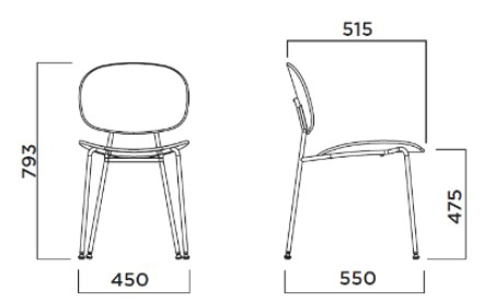 Sedia Tondina pop 4 legs Infiniti Design dimensioni e colori