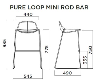 Taburete Pure Loop Mini Rod Bar Infiniti Design medidas
