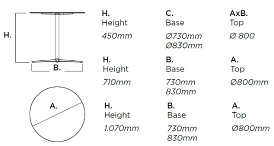 Tavolo Loop table Infiniti Design dimensioni