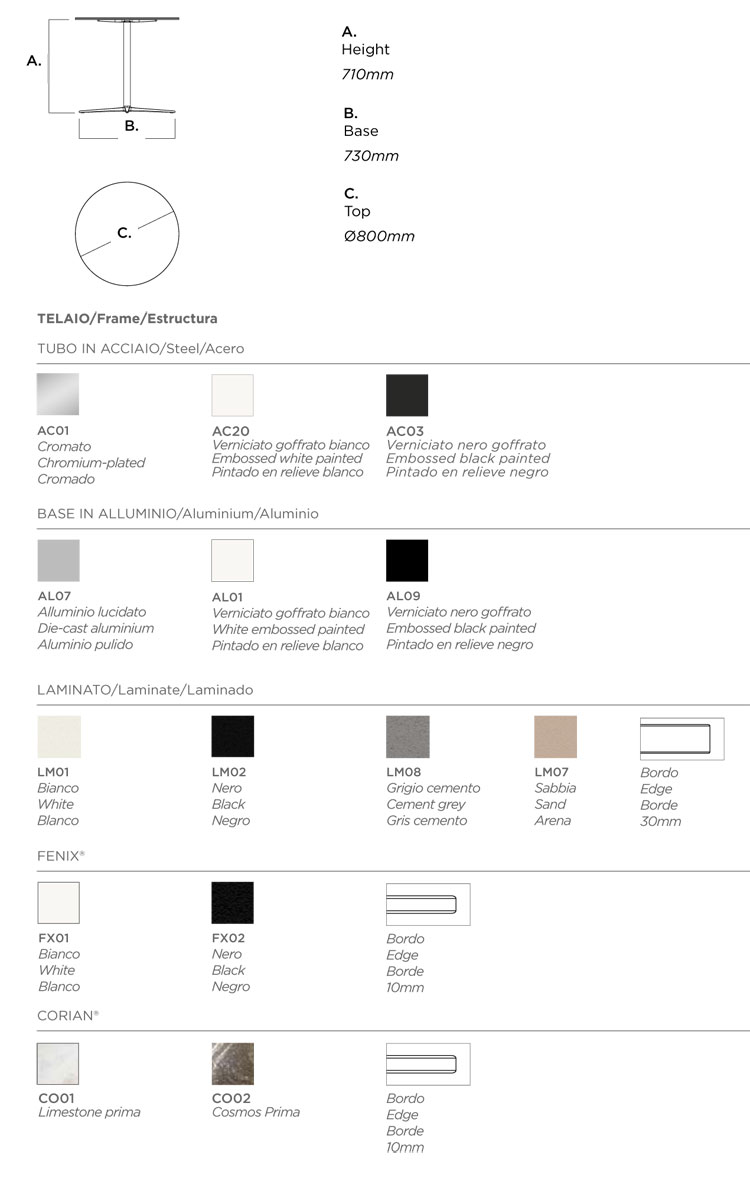 Loop table round H.71cm Infiniti Design dimensions and colours