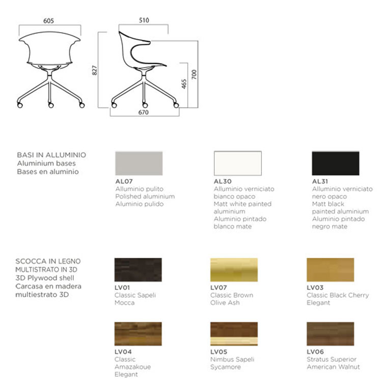Loop 3D Vinterio Swivel With castors Chair Infiniti Design dimensions and colours