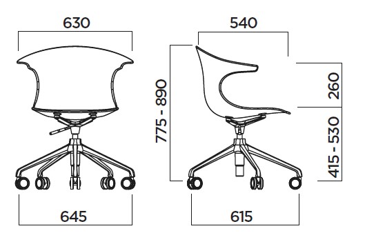 Silla 3D Loop Infiniti Design 5 patas updown medidas
