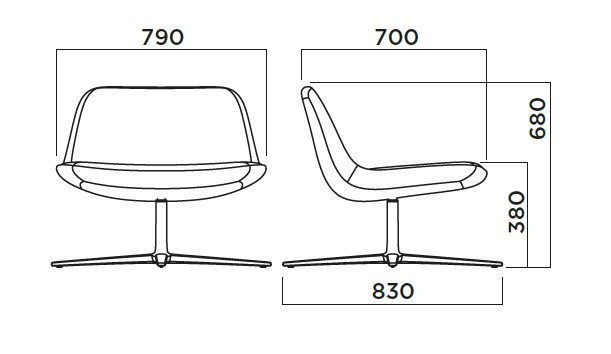 Sedia Pure Loop Lounge Infiniti Design dimensioni