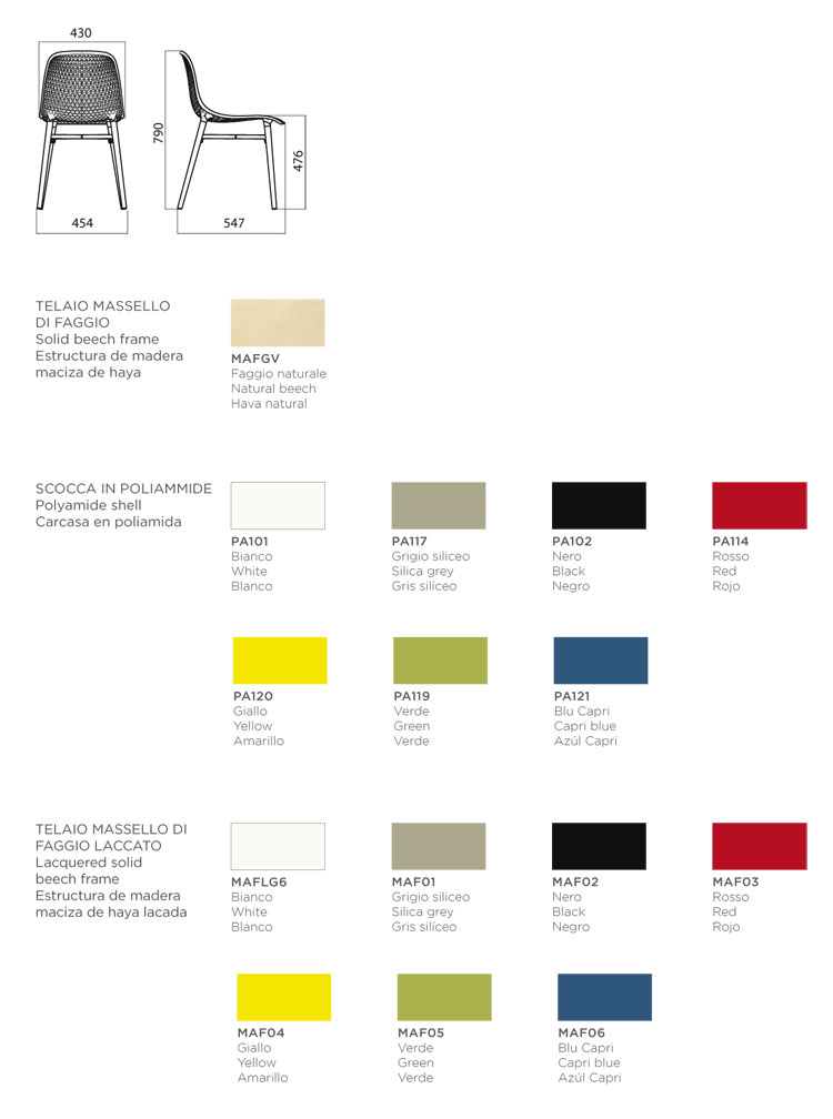 Next 4 legs Stuhl Infiniti Design Größen und Farben