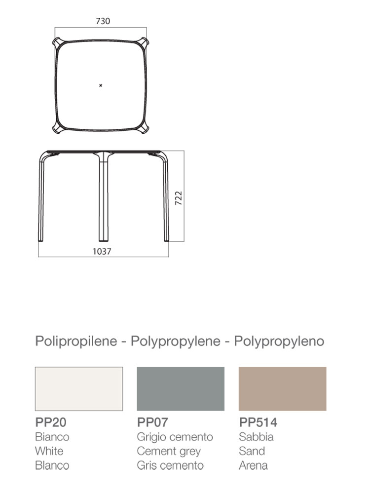 Drop Square Table Infiniti Design dimensions and colours