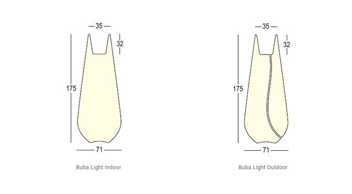 Buba Vase Plust lightable dimensions and sizes