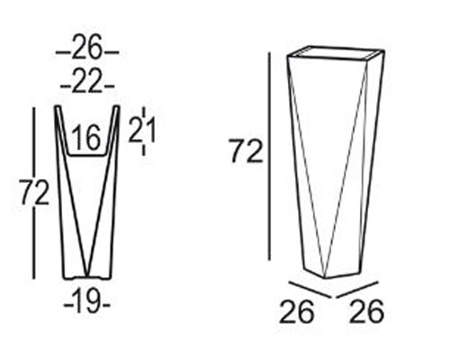 Diamond Vase Plust h. 72 Abmessungen und Größen