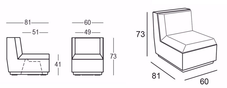Big Cut Module Sessel Plust Beleuchtbar Abmessungen und Größen