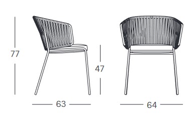 Dimensions de la chaise Lisa Filò Nest Scab