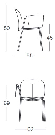 Dimensiones de la Silla Mentha Scab con Tablero para Escribir