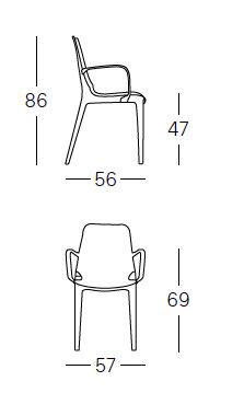 Dimensions de la chaise Ginevra Go Green Scab