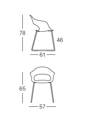 Dimensions de la chaise Lady B à structure luge Scab