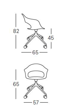Dimensions de la chaise Lady B Pop avec roulettes