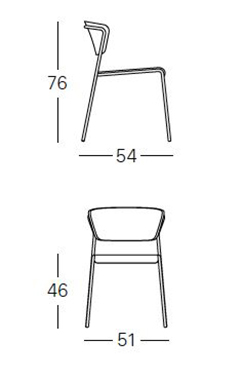 Dimensions de la chaise Lisa en Technopolymère