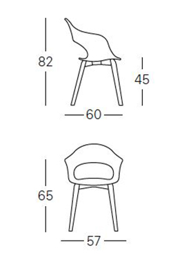 Dimensions of the Natural Lady B Scab Design Chair