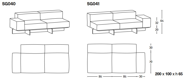 Soft Glass Tonelli Design Modular Sofa sizes
