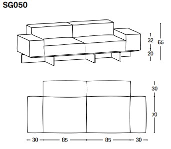 Soft Glass Tonelli Design Modular Sofa sizes