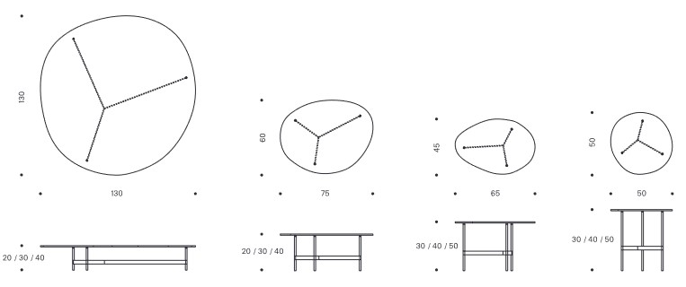 Tavolino After9 Tonelli Design Fused Glass dimensioni
