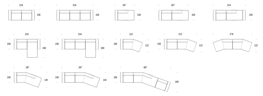 Dimensions of Cleto Tonin Casa sofa