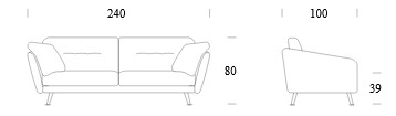 Dimensiones del sofá Milo Tonin Casa