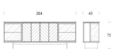 Dimensiones del Aparador Aira Wood Tonin Casa