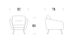 Dimensions of the Milo Tonin Casa Armchair