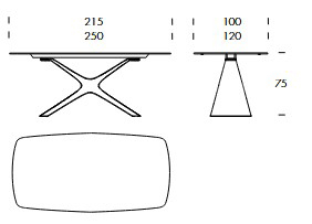 Measurements of Calliope XXL Table Tonin Casa