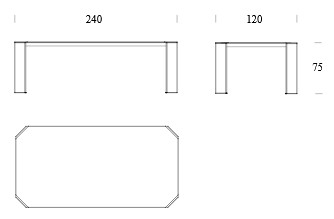 Dimensions of the Panta Rei Table Tonin Casa