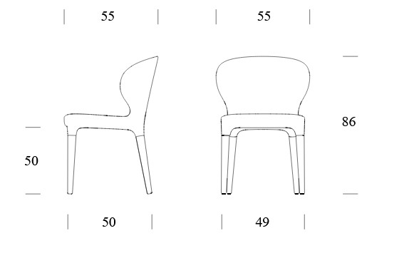 Dimensions de la chaise Bea Plus Tonin Casa