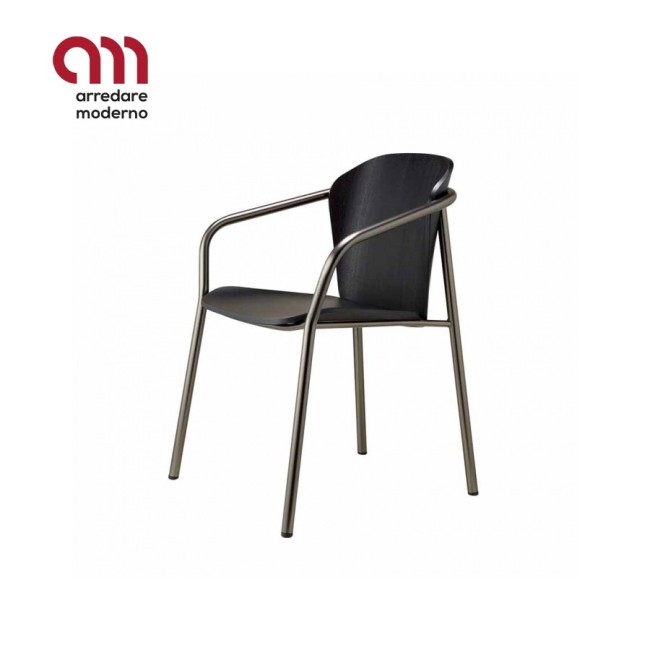 Sedia Scab Design Finn metal wood con braccioli - Arredare Moderno