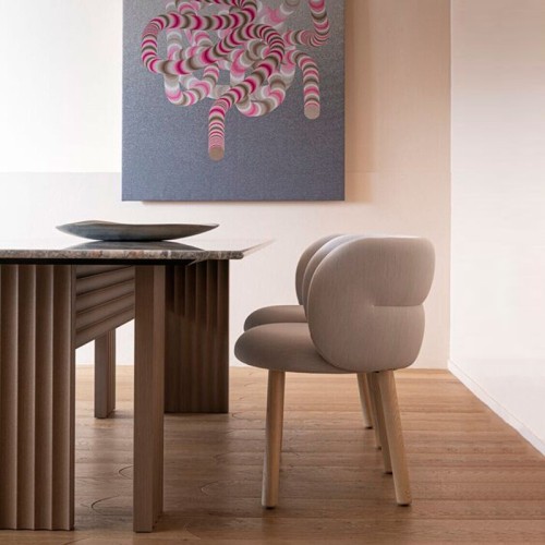 Sedia imbottita Getlucky Moroso - Base in legno moderna