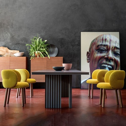 Sedia imbottita Getlucky Moroso - Base in legno moderna