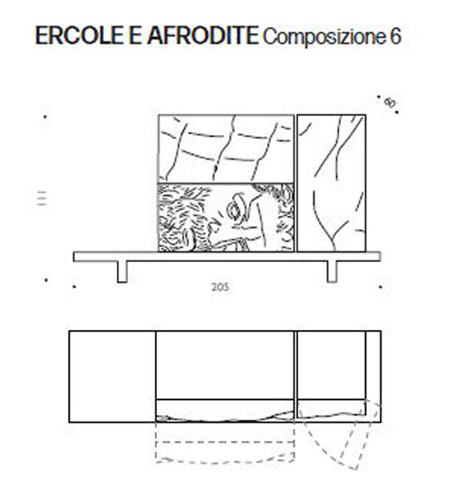 Ercole e Afrodite Behälter Zusammensetzung 6 Abmessungen und Größen