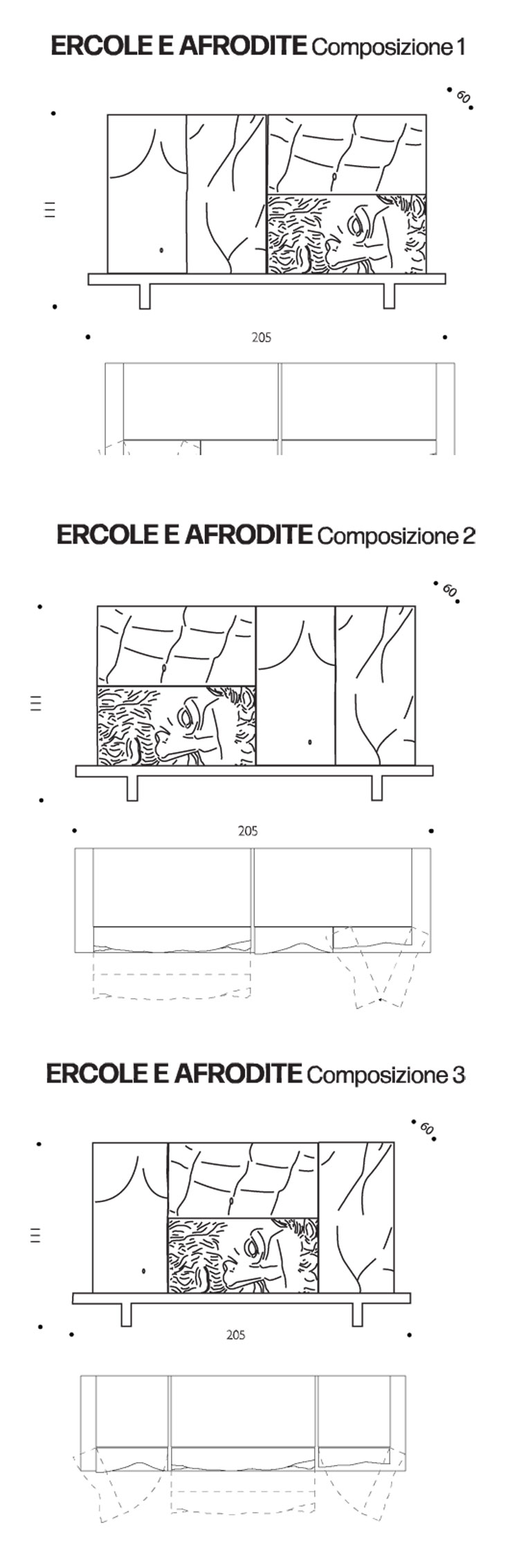 Container Ercole e Afrodite Driade dimensions