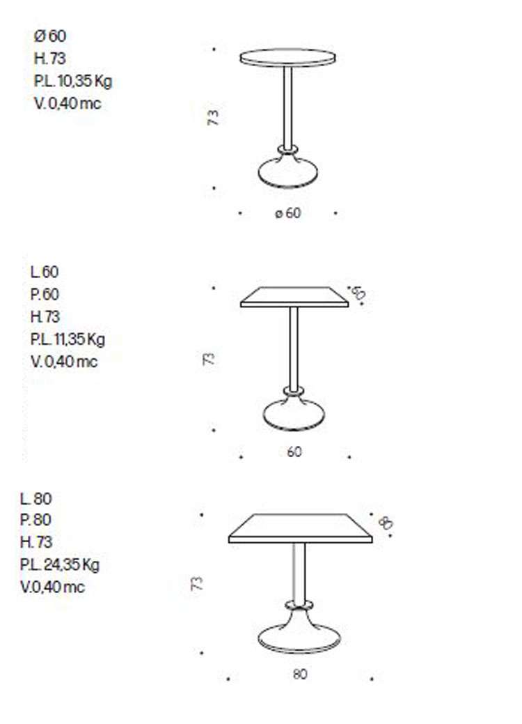 Lord Yi small table Driade dimensions and sizes