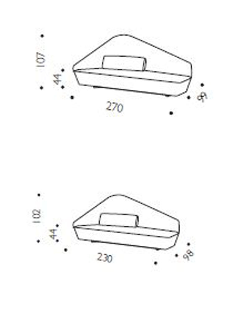 Verlaine sofa Driade dimensions and sizes