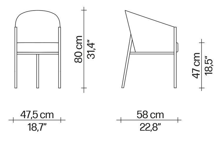 Costes armchair Driade dimensions