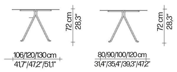 Cugino table Driade dimensions