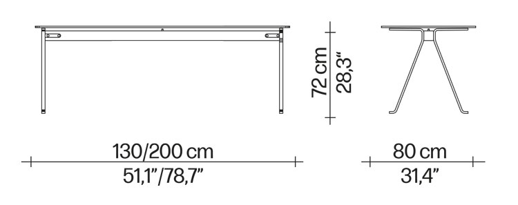 Table Frate Driade dimensions