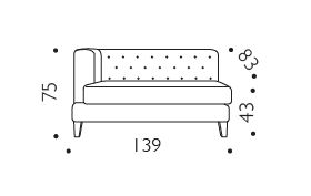 Hall sofa Driade terminal element dimensions and sizes