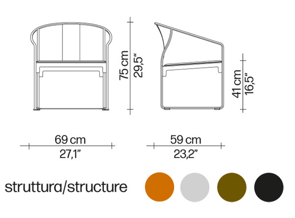 Mingx armchair Driade dimensions and colours