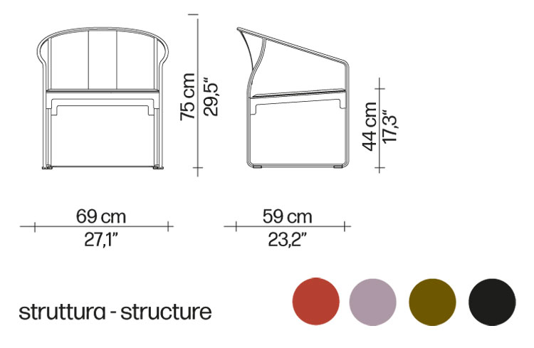Mingx armchair Driade dimensions and colours