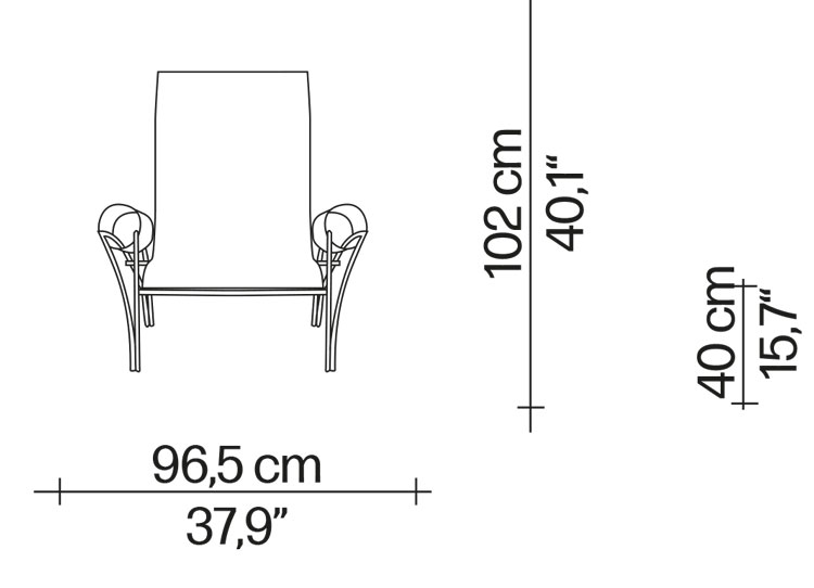 Suki armchair Driade dimensions