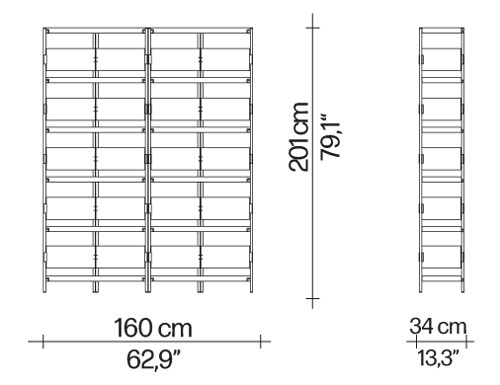 Zigzag Bookcase Driade Tall  dimensions