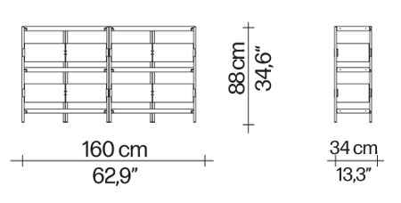 Zigzag Bookcase Driade dimensions